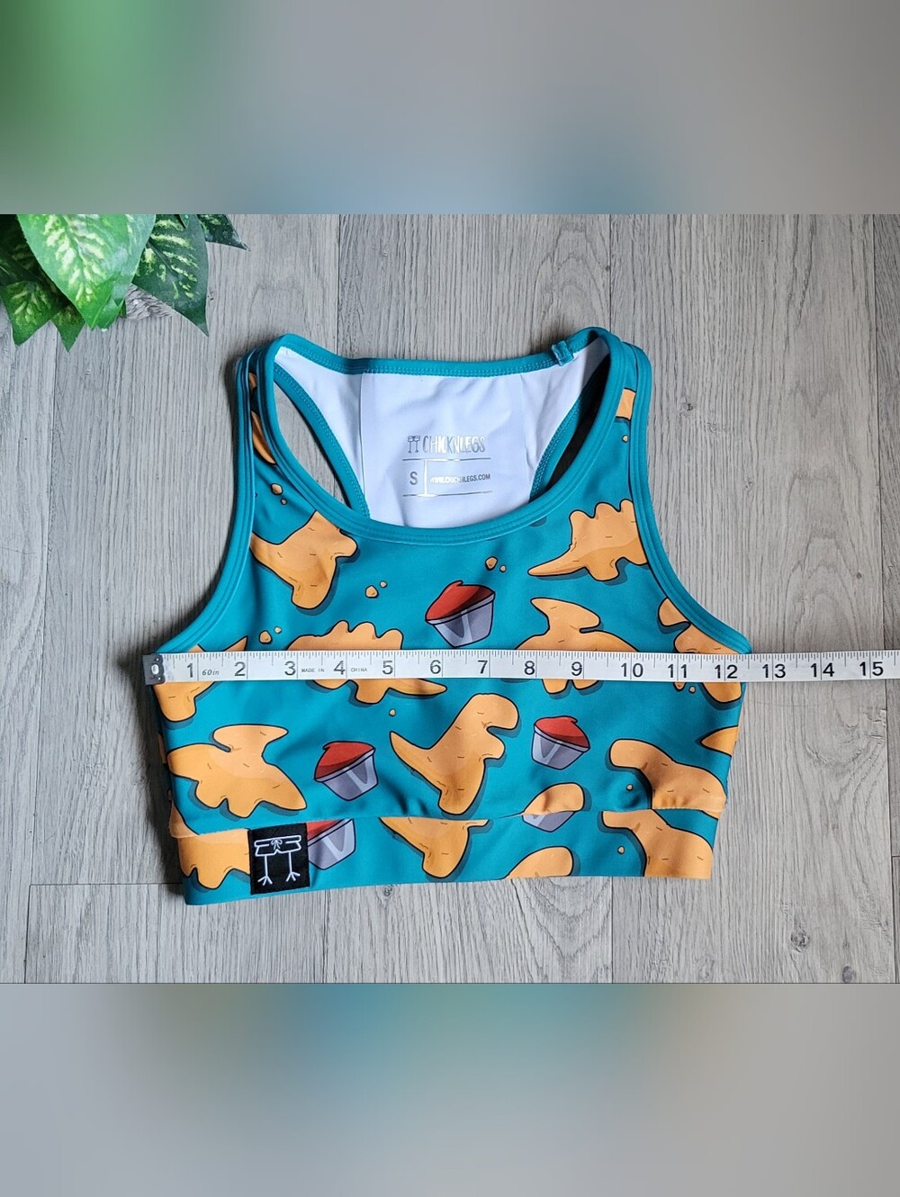 Chicknlegs Nuggets OG Teal & Brown Racerback Sports Bra, Women's Small - Picture 3 of 13
